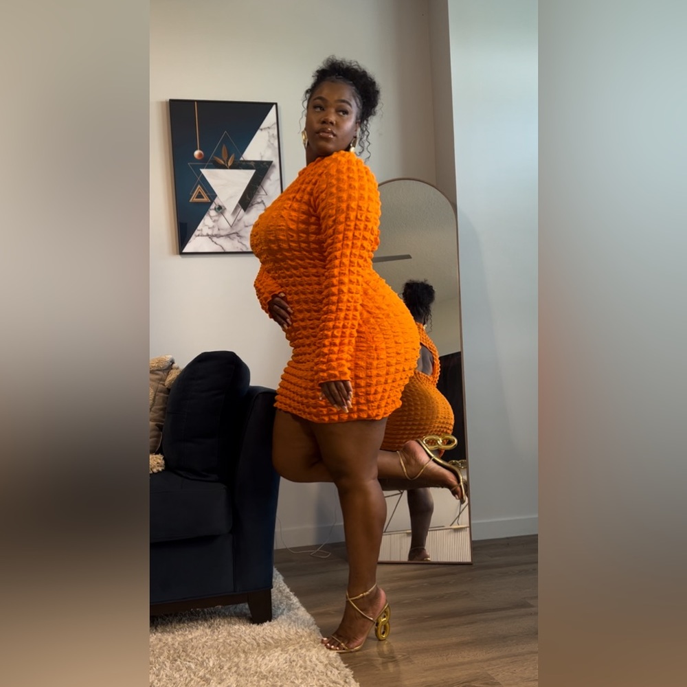 orange bubble dress. brand new